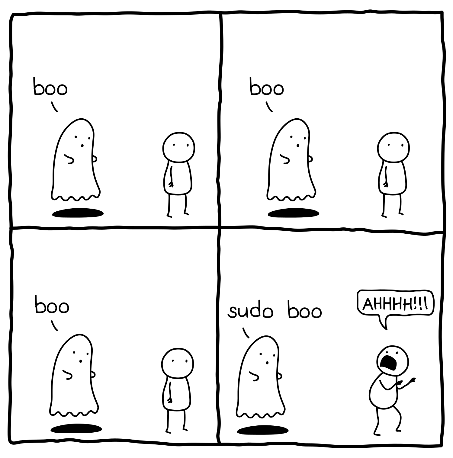 Boo! boo! boo! Sudo boo!