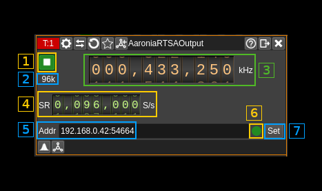 Aaronia RTSA output plugin GUI