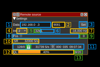 Remote source channel plugin GUI