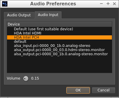 Main Window audio output preferences