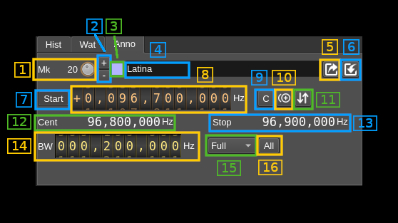 Spectrum Markers annotation dialog