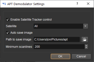 APT Demodulator settings dialog