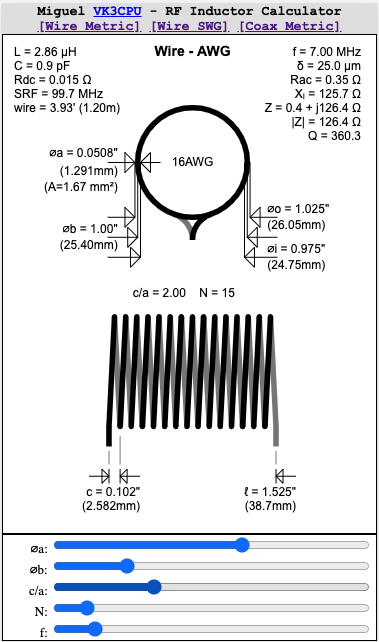 RF Air-Core Inductor Calculator