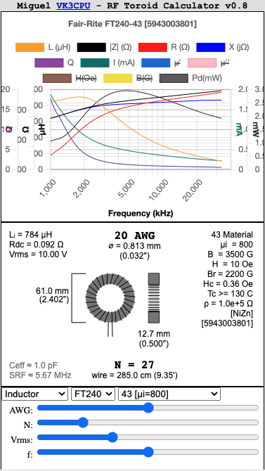 RF Toroid Calculator